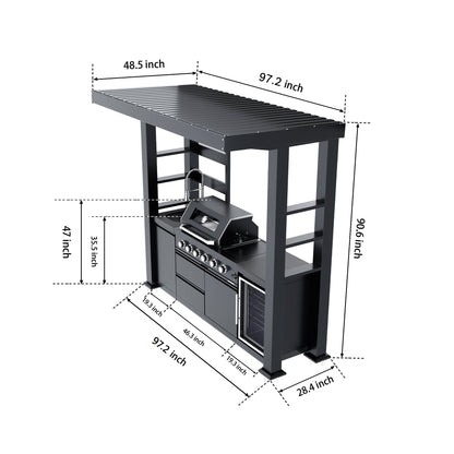 97-Inch 4-Burner Deluxe Stainless Steel Gas Outdoor Kitchen Grill by HouseOfZazla on Tampa Home & Garden Store