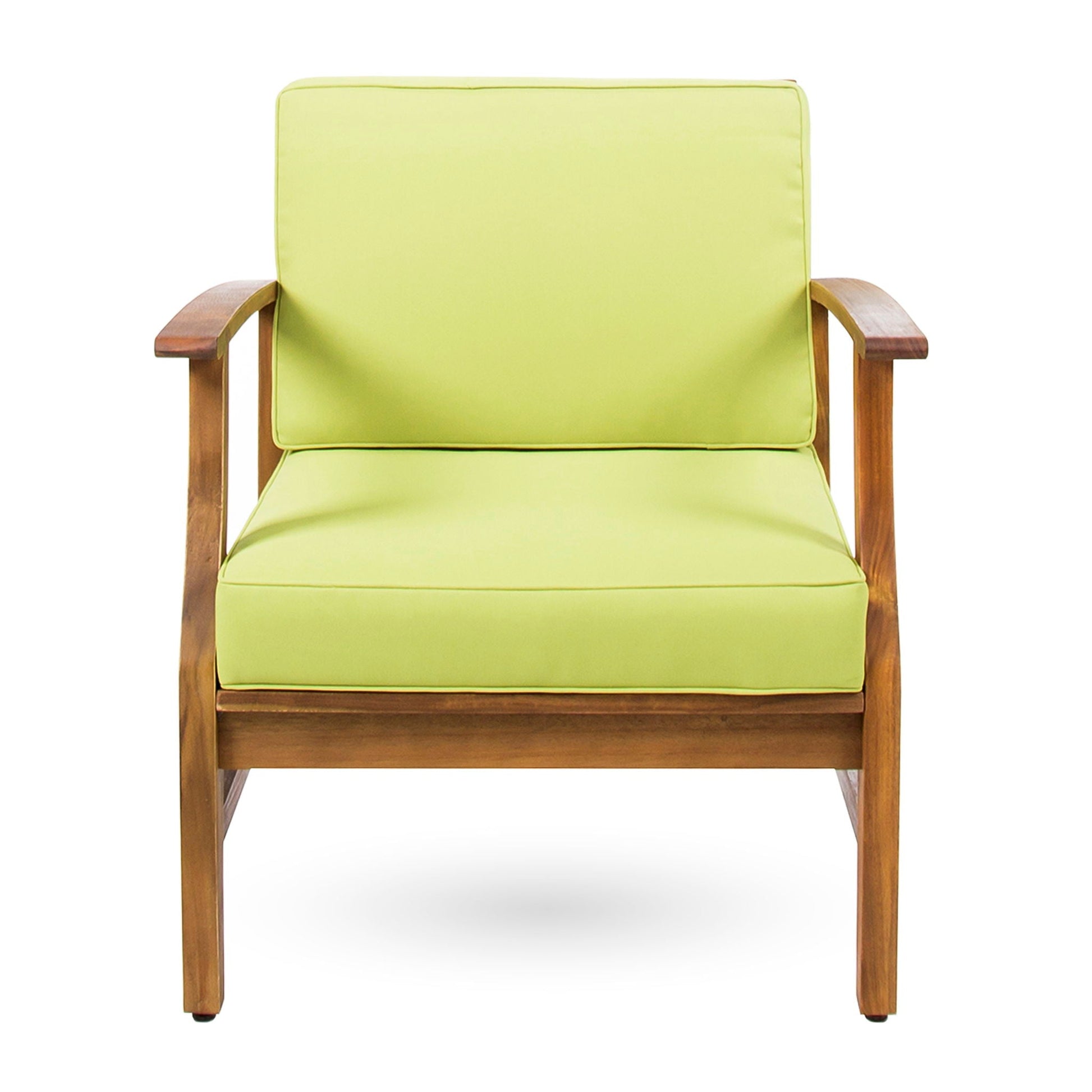 Perla Contemporary Club Chair lime water resistant cushion outdoor chair with wooden frame on Tampa Home & Garden Store