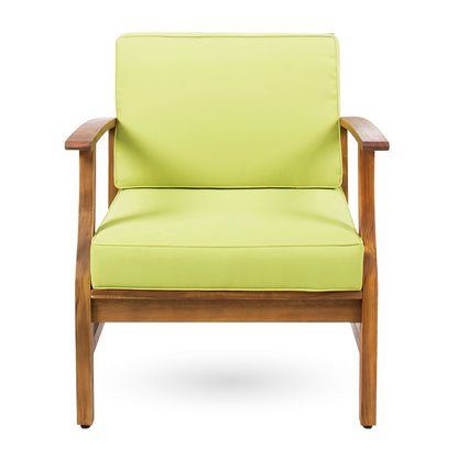 Perla Contemporary Club Chair lime water resistant cushion outdoor chair with wooden frame on Tampa Home & Garden Store