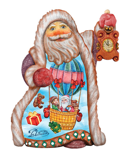 Balloon Ride Santa sculpted hand-painted ornament by G.DeBrekht with hot-air balloon scene on Tampa Home & Garden Store