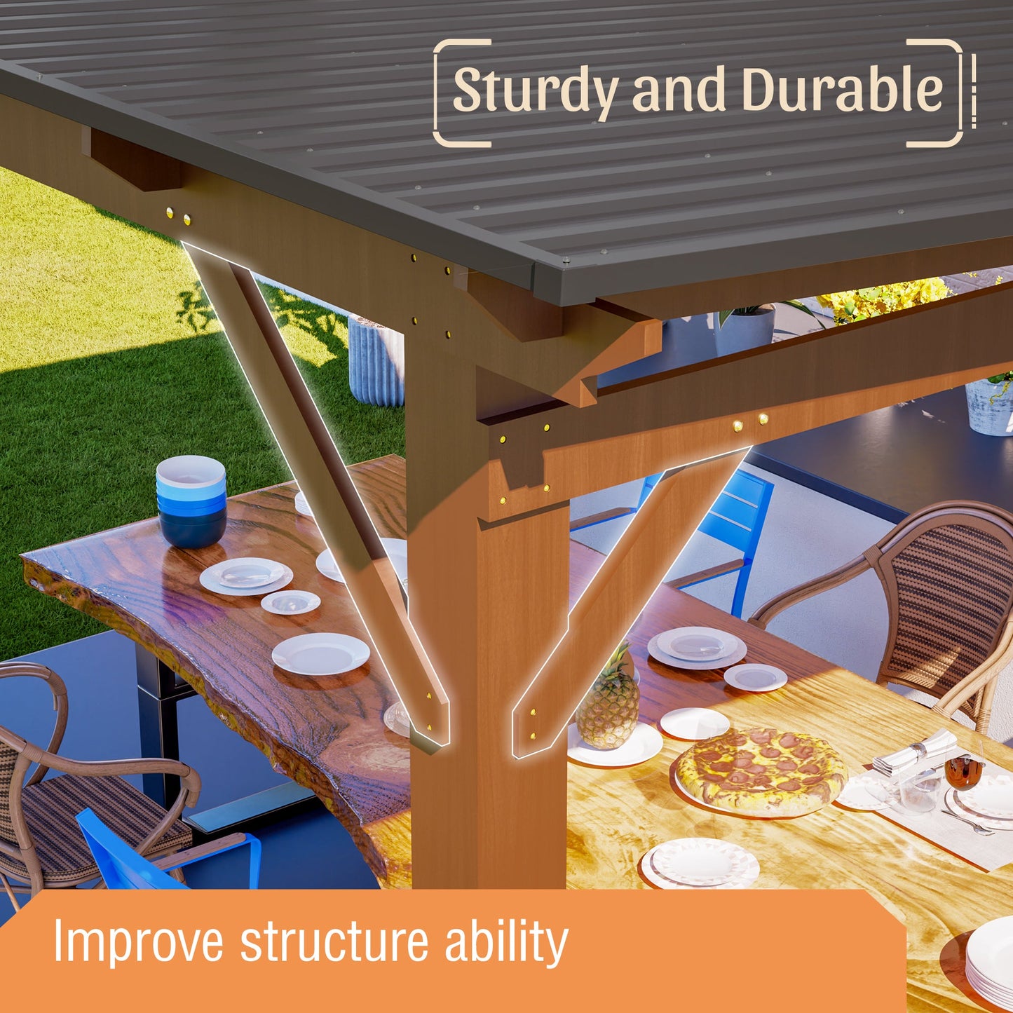 13x10ft wooden garden gazebo with metal roof by HouseOfZazla, pergola on Tampa Home & Garden Store