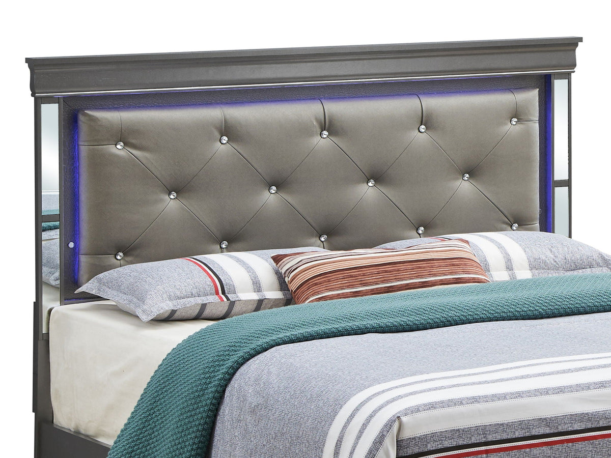 Verona Full Bed With Led And Metallic Black