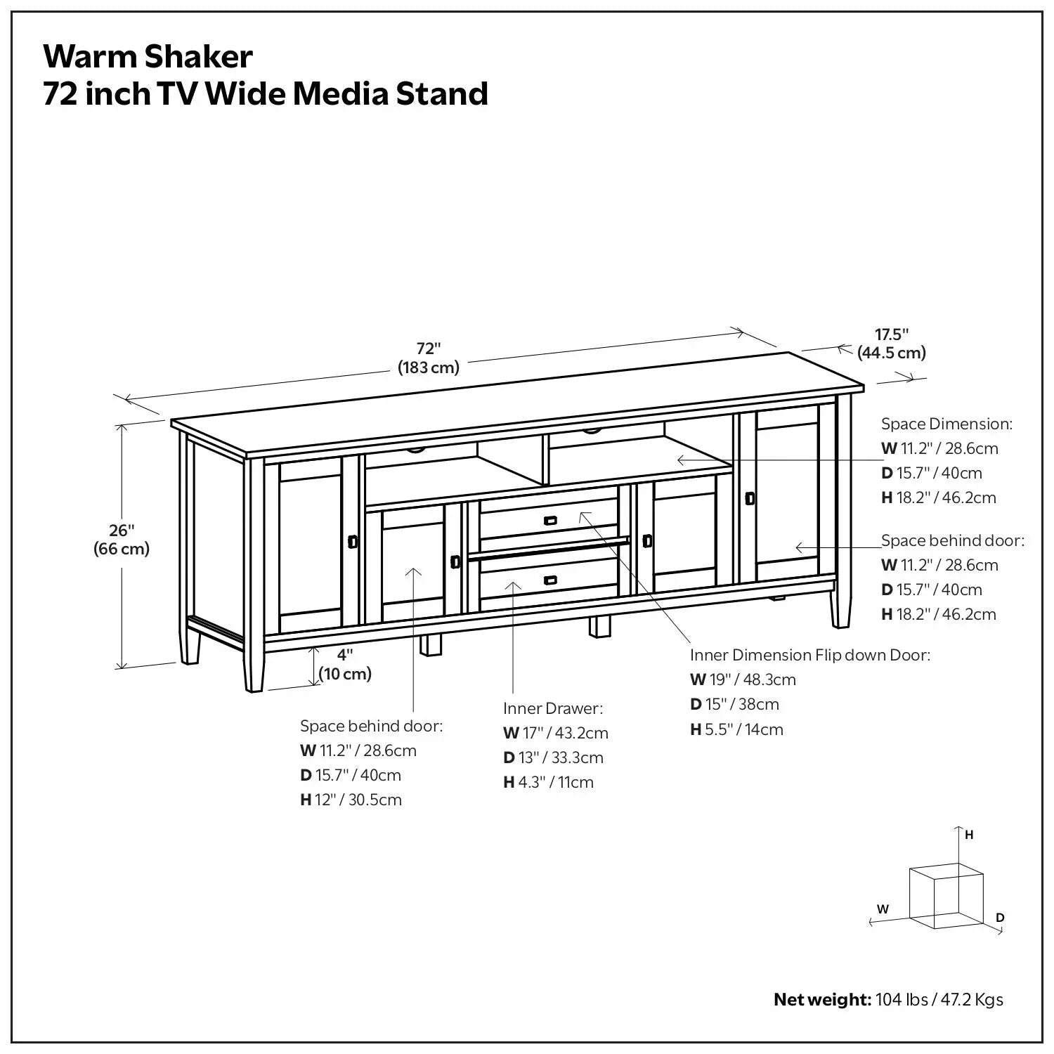 Warm Shaker 72 inch TV media stand handcrafted by Unique Piece Furniture on Tampa Home & Garden Store
