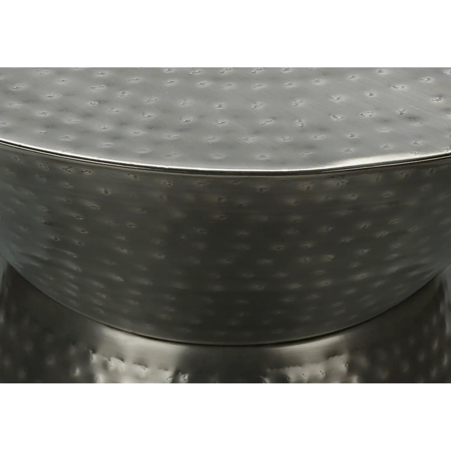 Drum accent side table brushed metal hammered finish Unique Piece Furniture on Tampa Home & Garden Store