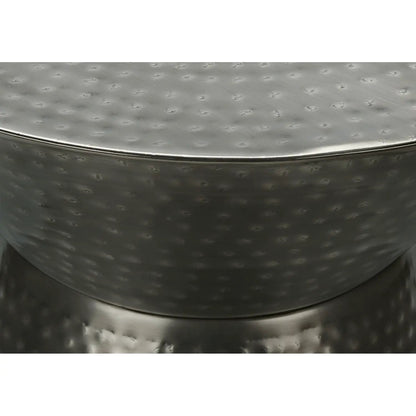 Drum accent side table brushed metal hammered finish Unique Piece Furniture on Tampa Home & Garden Store