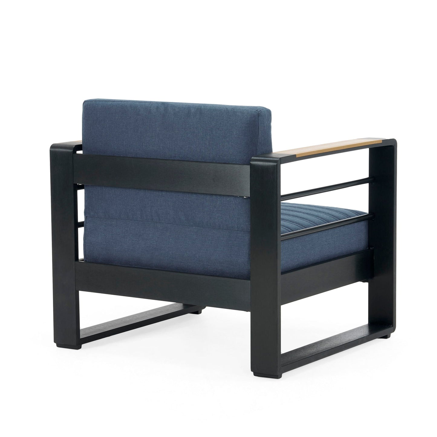 Giovanna Club Arm Chair with aluminum frame and blue fabric cushion by HouseOfZazla chair on Tampa Home & Garden Store