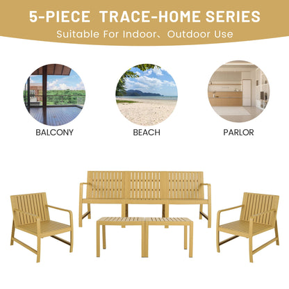 HouseOfZazla 2-Piece Waterproof Outdoor Patio Set in orange with slatted chairs and table on Tampa Home & Garden Store