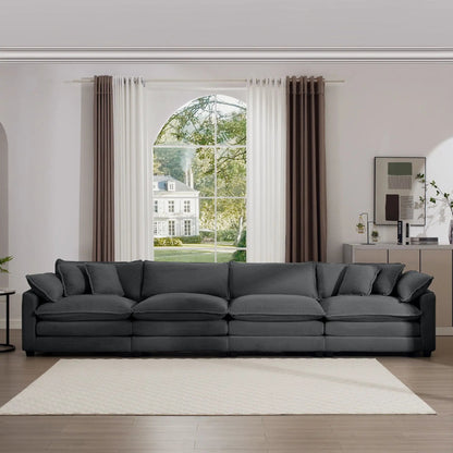 Modern Upholstered 4 Seater Sofa With Pillows
