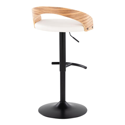 Adjustable swivel barstool from HouseOfZazla with cushioned white seat and wood grain back on Tampa Home & Garden Store