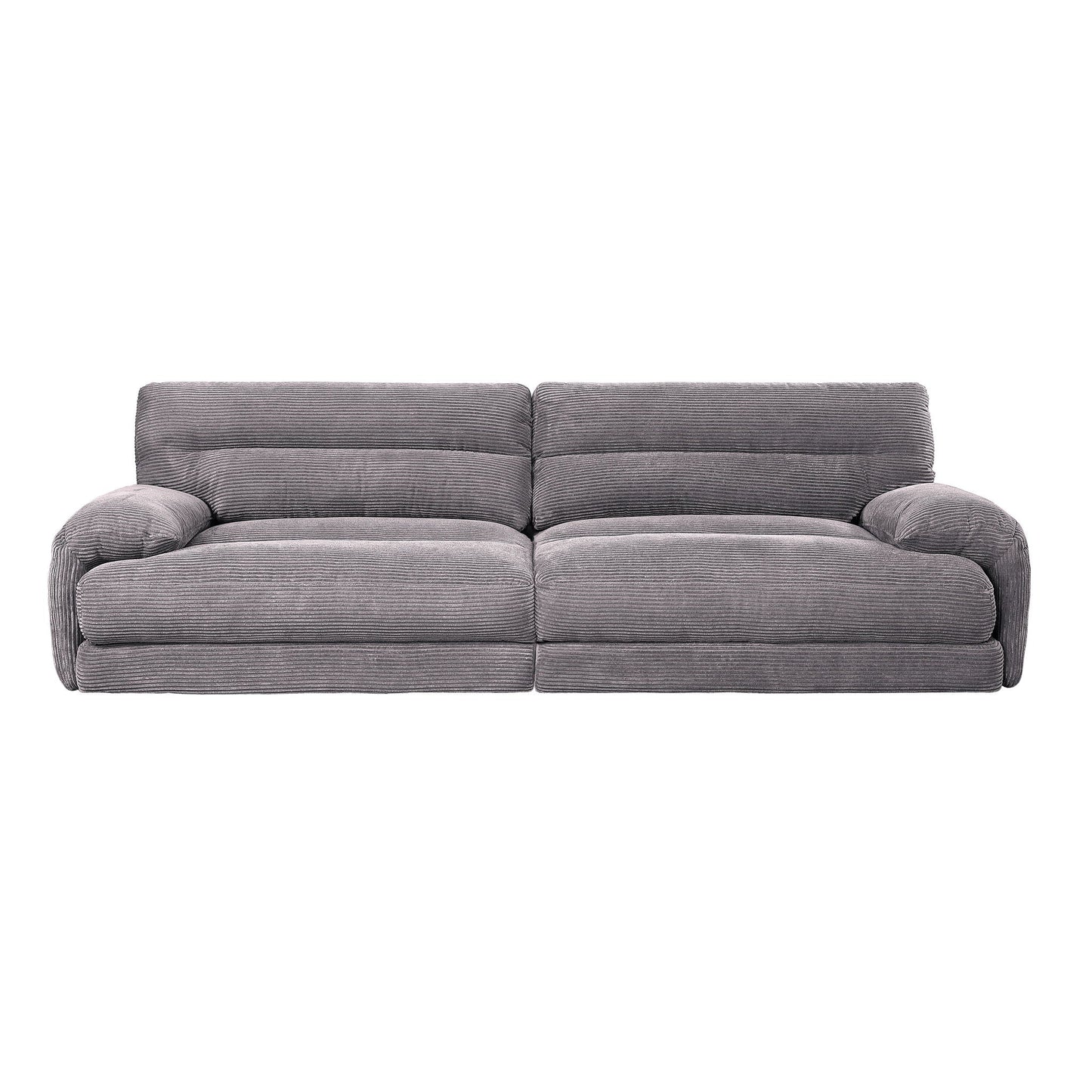 Cadenza Corduroy Loveseat Gray with two-seat cushions and ribbed fabric on Tampa Home & Garden Store