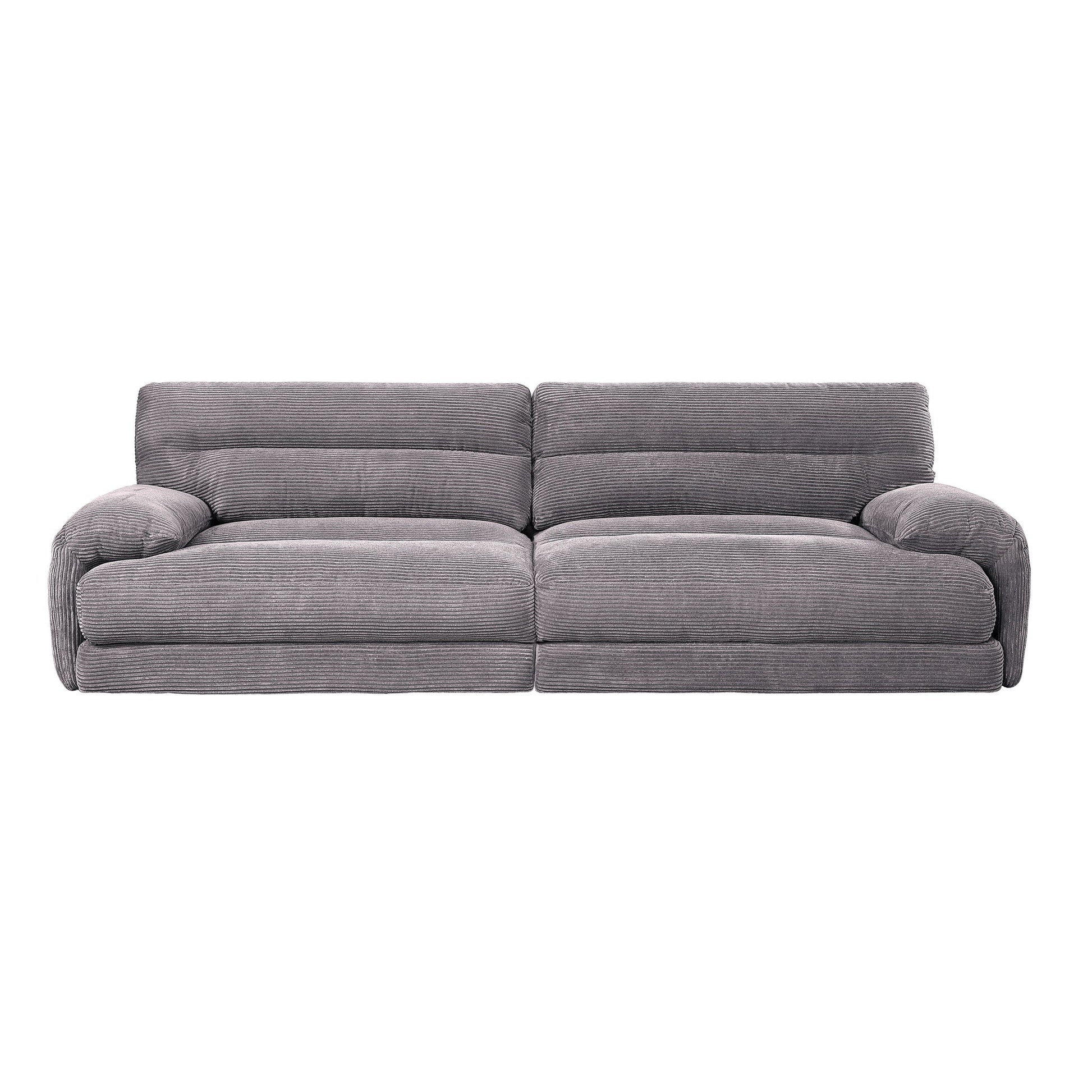 Cadenza Corduroy Loveseat Gray with two-seat cushions and ribbed fabric on Tampa Home & Garden Store