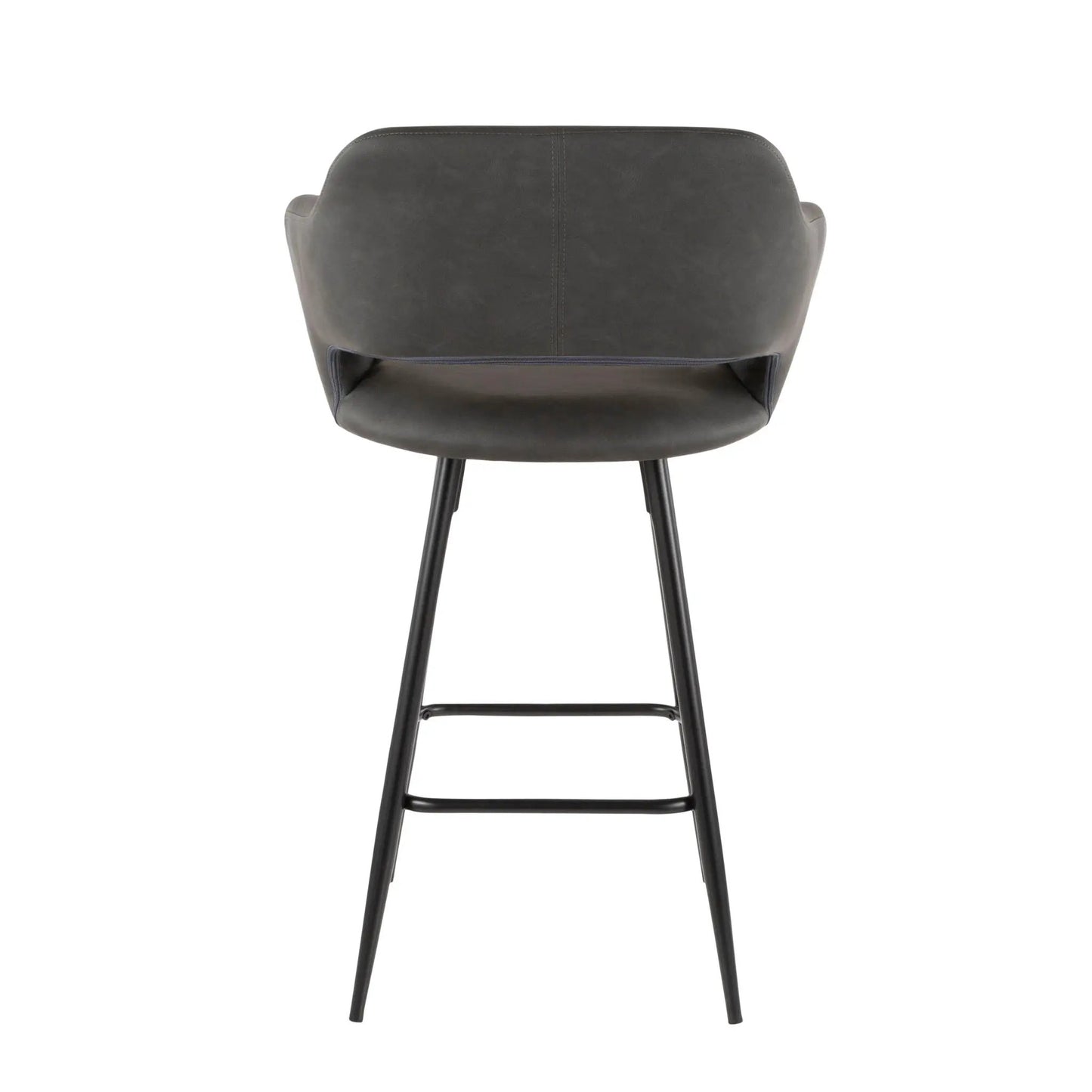 Margarite Contemporary Counter Stool set of 2 in dark gray leather with black metal legs on Tampa Home & Garden Store
