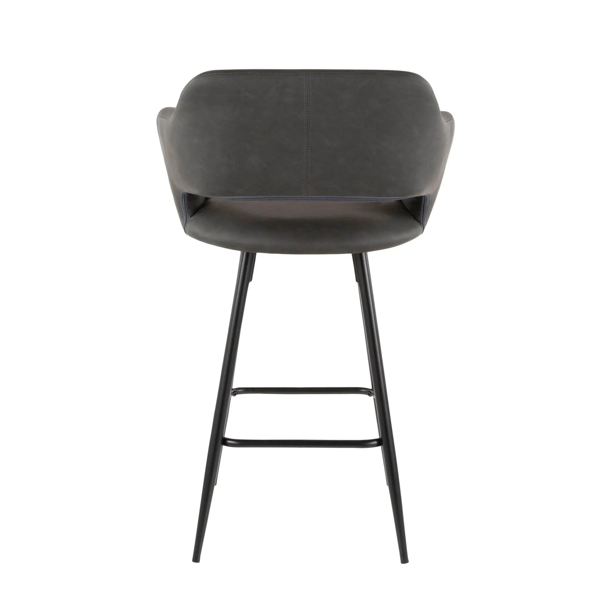 Margarite Contemporary Counter Stool set of 2 in dark gray leather with black metal legs on Tampa Home & Garden Store