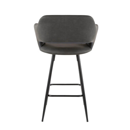Margarite Contemporary Counter Stool set of 2 in dark gray leather with black metal legs on Tampa Home & Garden Store