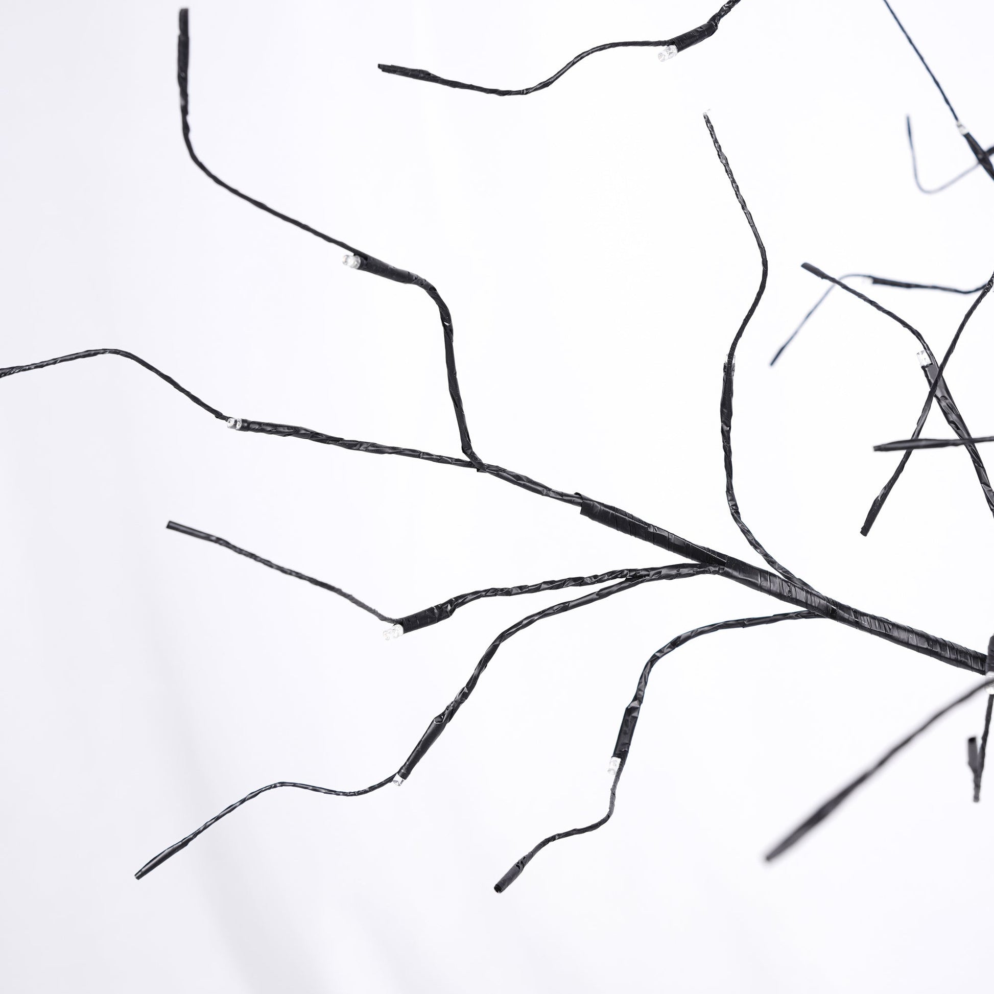 3 Pc Halloween Tree string lights, black wired with LEDs, tangled on white background on Tampa Home & Garden Store