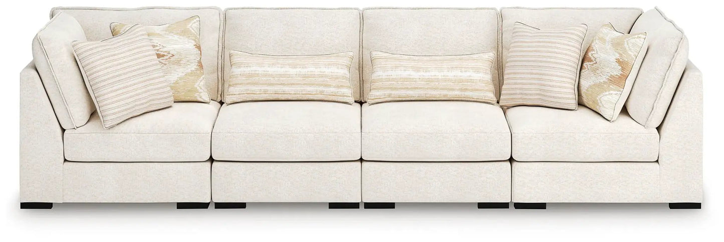 Donelson Creek - Sectional stationary sofa in beige textured fabric by Unique Piece Furniture on Tampa Home & Garden Store