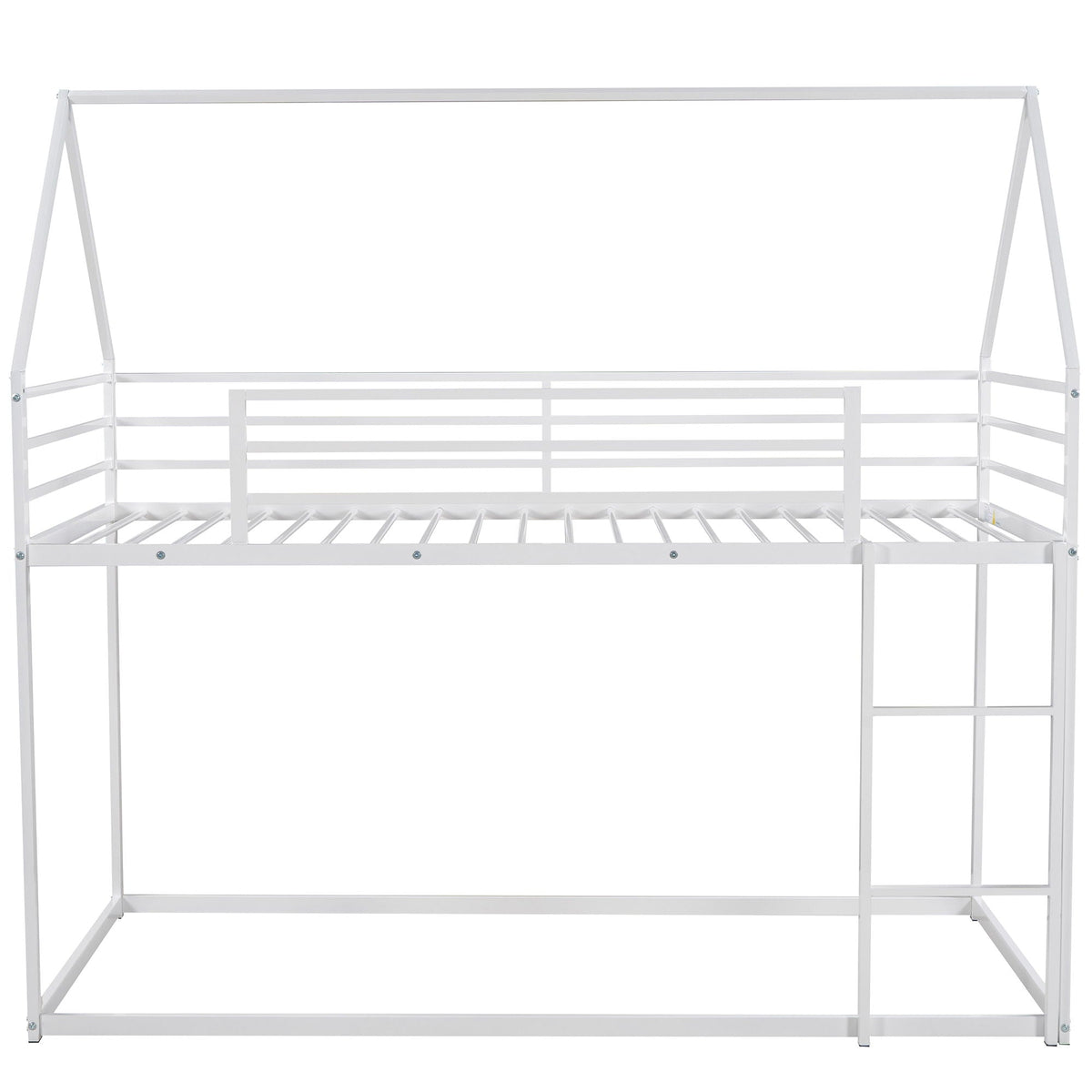 House bunk bed with built-in ladder, white metal frame, sturdy rails on Tampa Home & Garden Store
