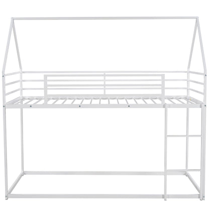 House bunk bed with built-in ladder, white metal frame, sturdy rails on Tampa Home & Garden Store