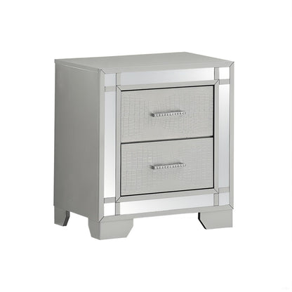 Madison Silver Champagne Nightstand with mirrored crocodile drawers on Tampa Home & Garden Store