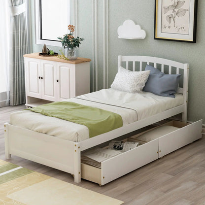 Wood Platform Storage Bed With Two Drawers