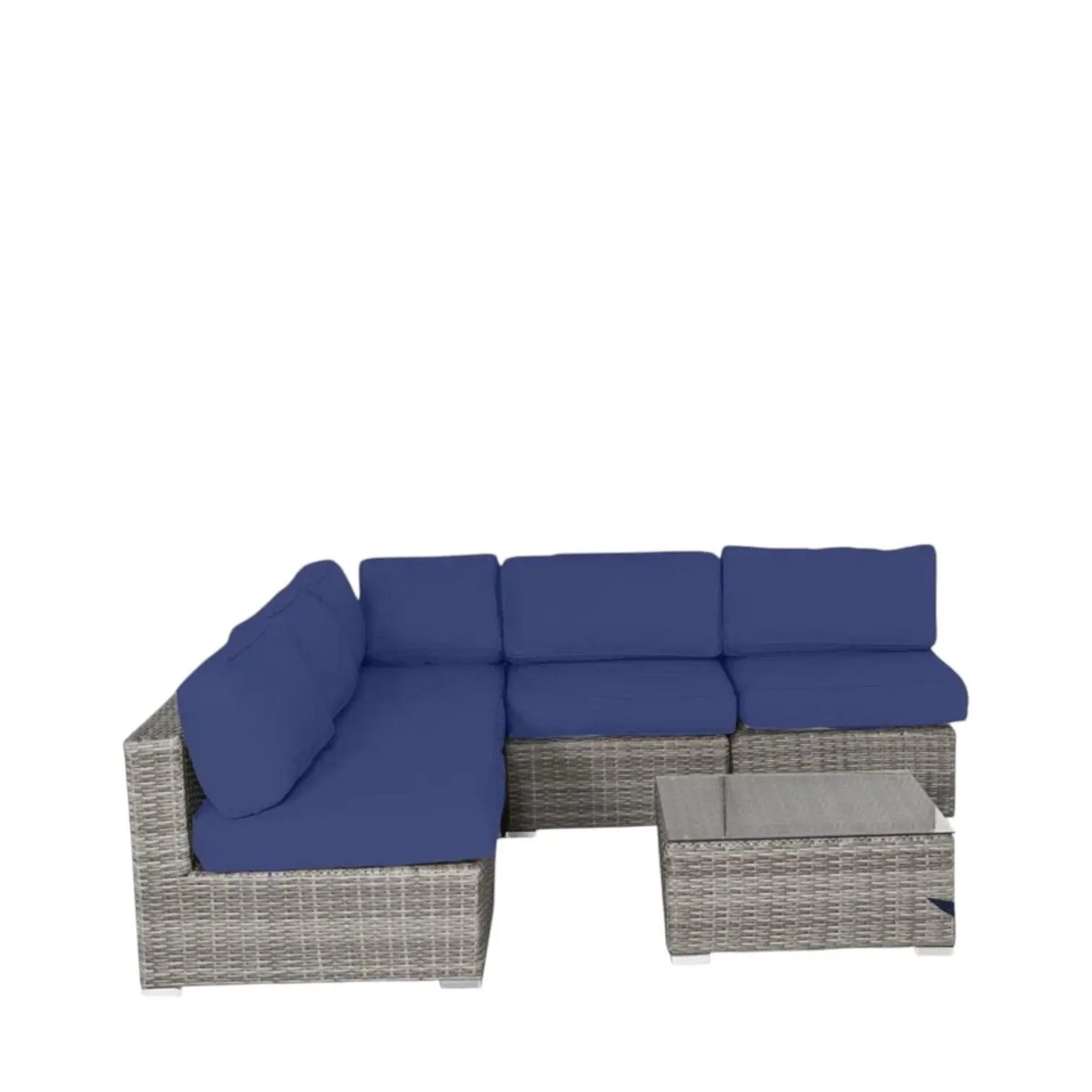 Seating Set With Cushions Handcrafted Wicker 4-piece outdoor set with blue cushions on Tampa Home & Garden Store