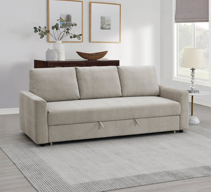 Leira Beige Linen Pull Out Sleeper sectional in neutral fabric on Tampa Home & Garden Store