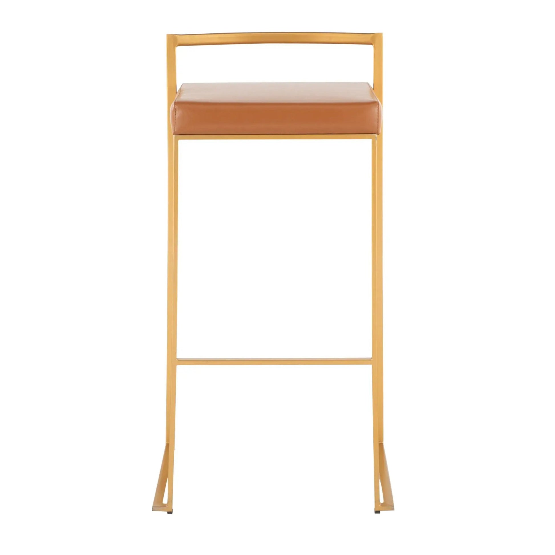 Fuji glam barstool by Unique Piece Furniture with tan leather cushion and gold frame on Tampa Home & Garden Store