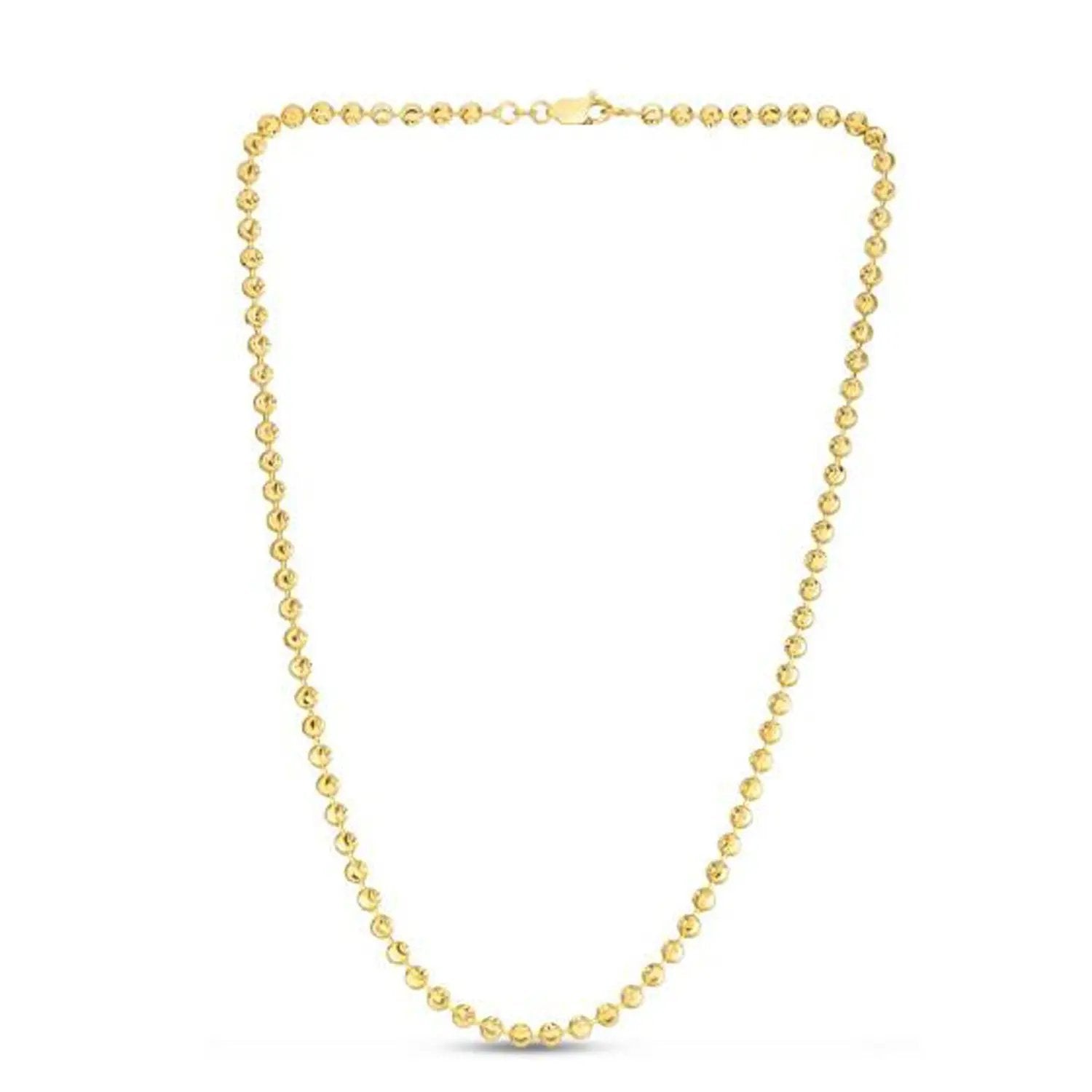 Moon Cut Bead Chain Necklace in 14k Yellow Gold, 4.00 mm spherical beads on Tampa Home & Garden Store