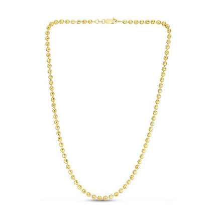 Moon Cut Bead Chain Necklace in 14k Yellow Gold, 4.00 mm spherical beads on Tampa Home & Garden Store