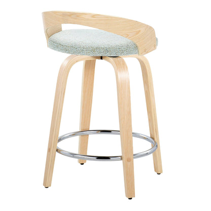 Contemporary fixed-height counter stool set with swivel gray cushion, natural wood, HouseOfZazla on Tampa Home & Garden Store