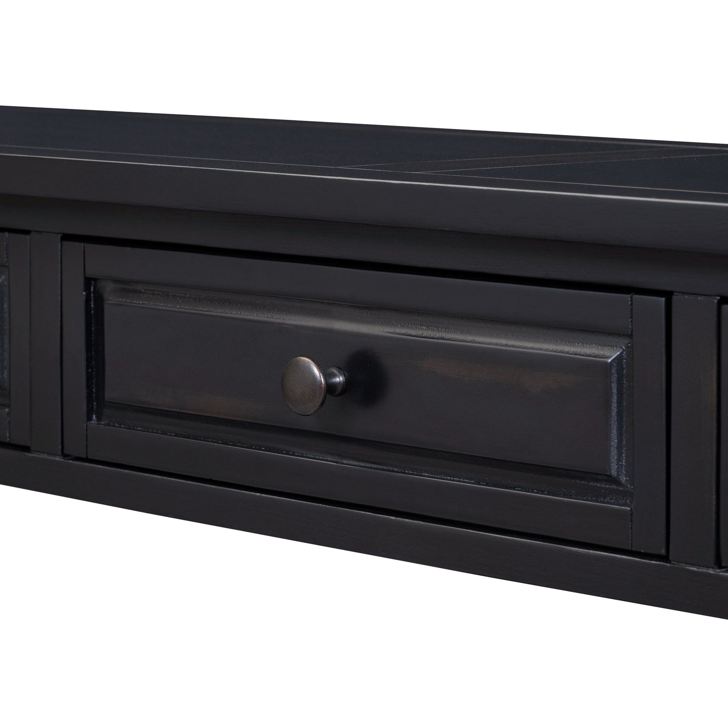 TREXM 63-inch black console table with drawers and shelf on Tampa Home & Garden Store