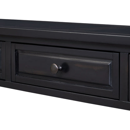 TREXM 63-inch black console table with drawers and shelf on Tampa Home & Garden Store