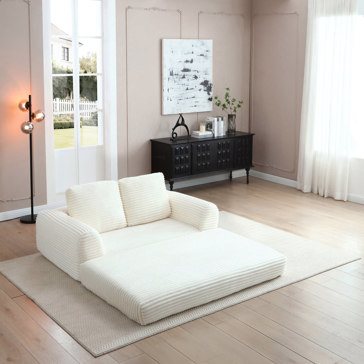 Folding Corduroy Sofa Bed with Removable Covers
