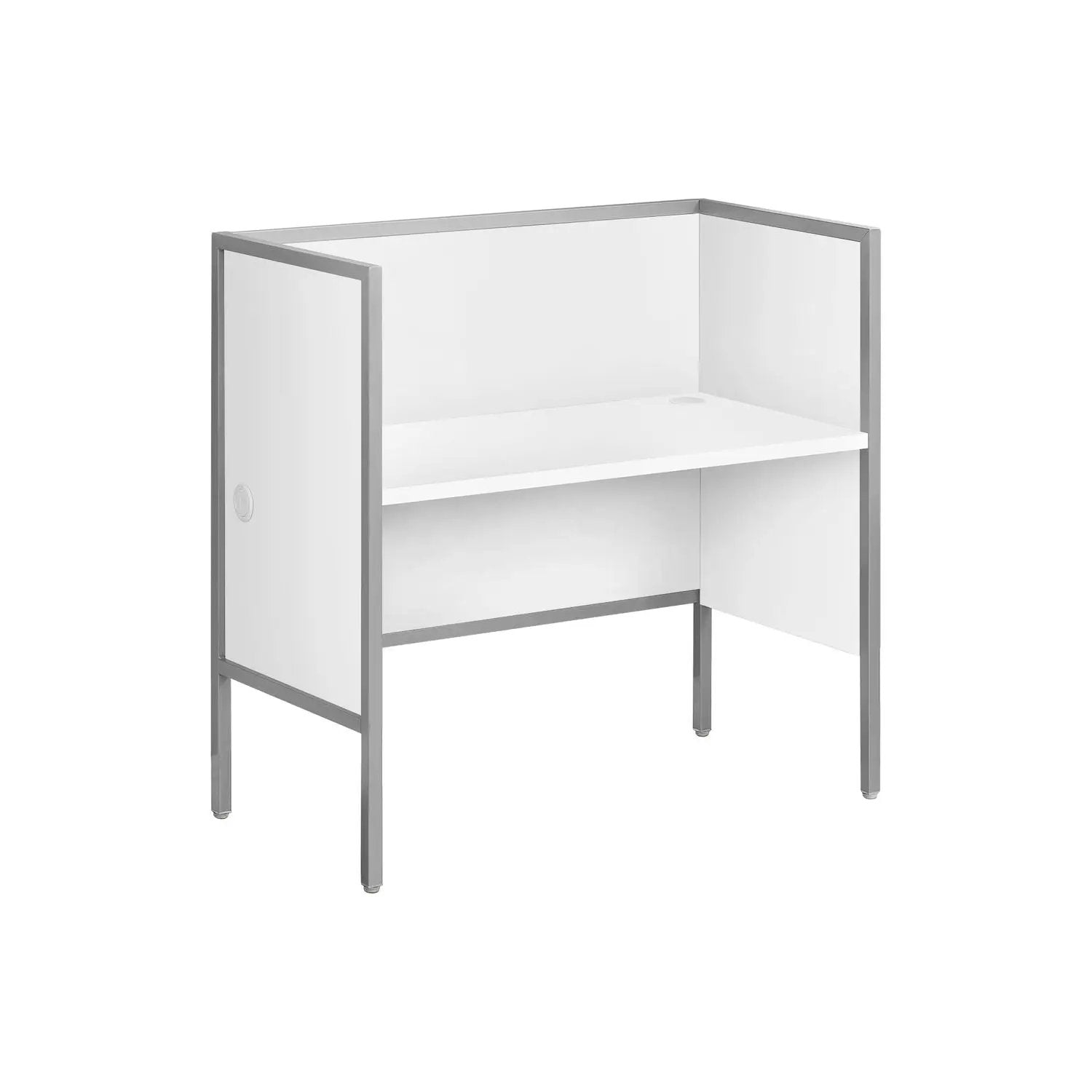 Office cubicle with white desk surface and gray metal frame by Unique Piece Furniture on Tampa Home & Garden Store