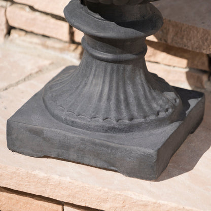 Buena Vista Urn planter in dark stone finish with a twisted column HouseOfZazla on Tampa Home & Garden Store