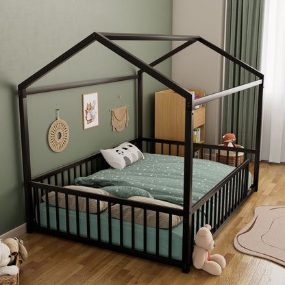 Cozy Montessori House Floor Bed and a Safety Rail