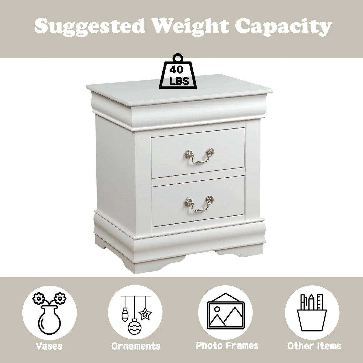 Louis Philippe Accent Nightstand With Drawers