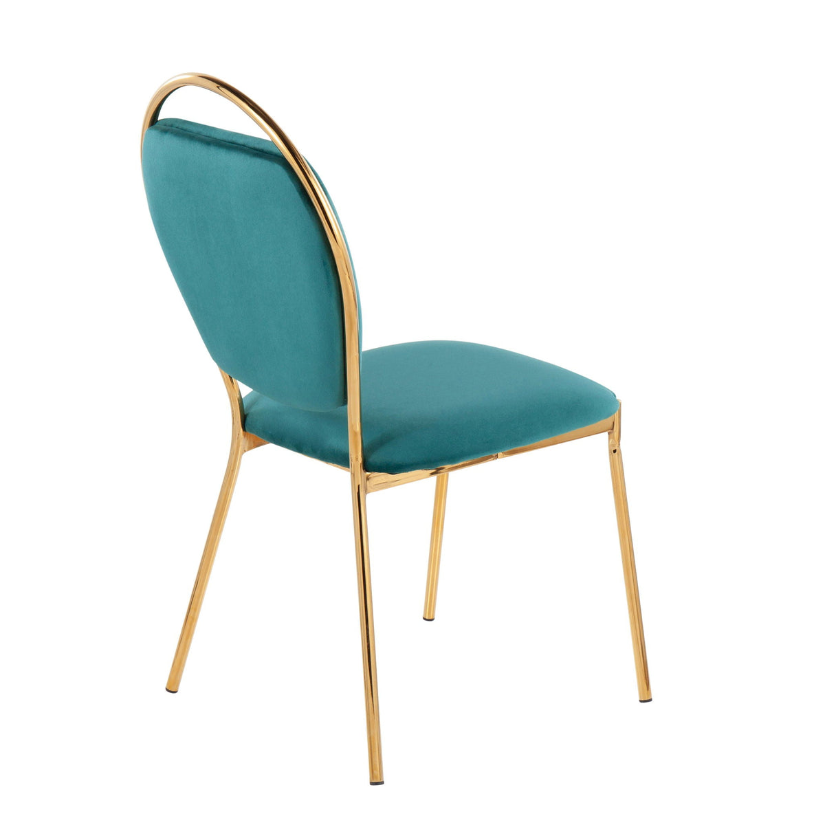 Contemporary Glam Dining Chair Set teal green upholstery with gold metal frames, 2 chairs on Tampa Home & Garden Store