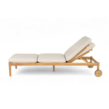 Riviera Chaise Lounge 2-pack acacia wood frame beige cushions wheels HouseOfZazla on Tampa Home & Garden Store