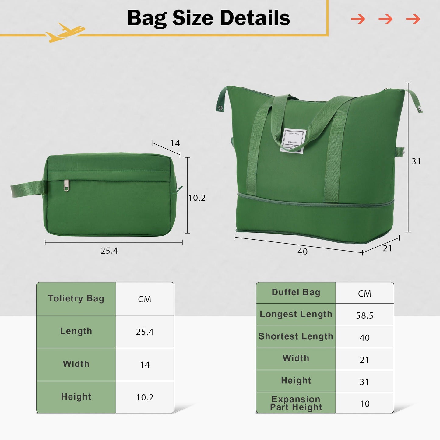 2-piece luggage set by HouseOfZazla in green with expandable lightweight ABS suitcases 20in / 28in on Tampa Home & Garden Store