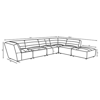 Vincent 6 Piece Modular Sectional charcoal blueprint layout with measurements on Tampa Home & Garden Store