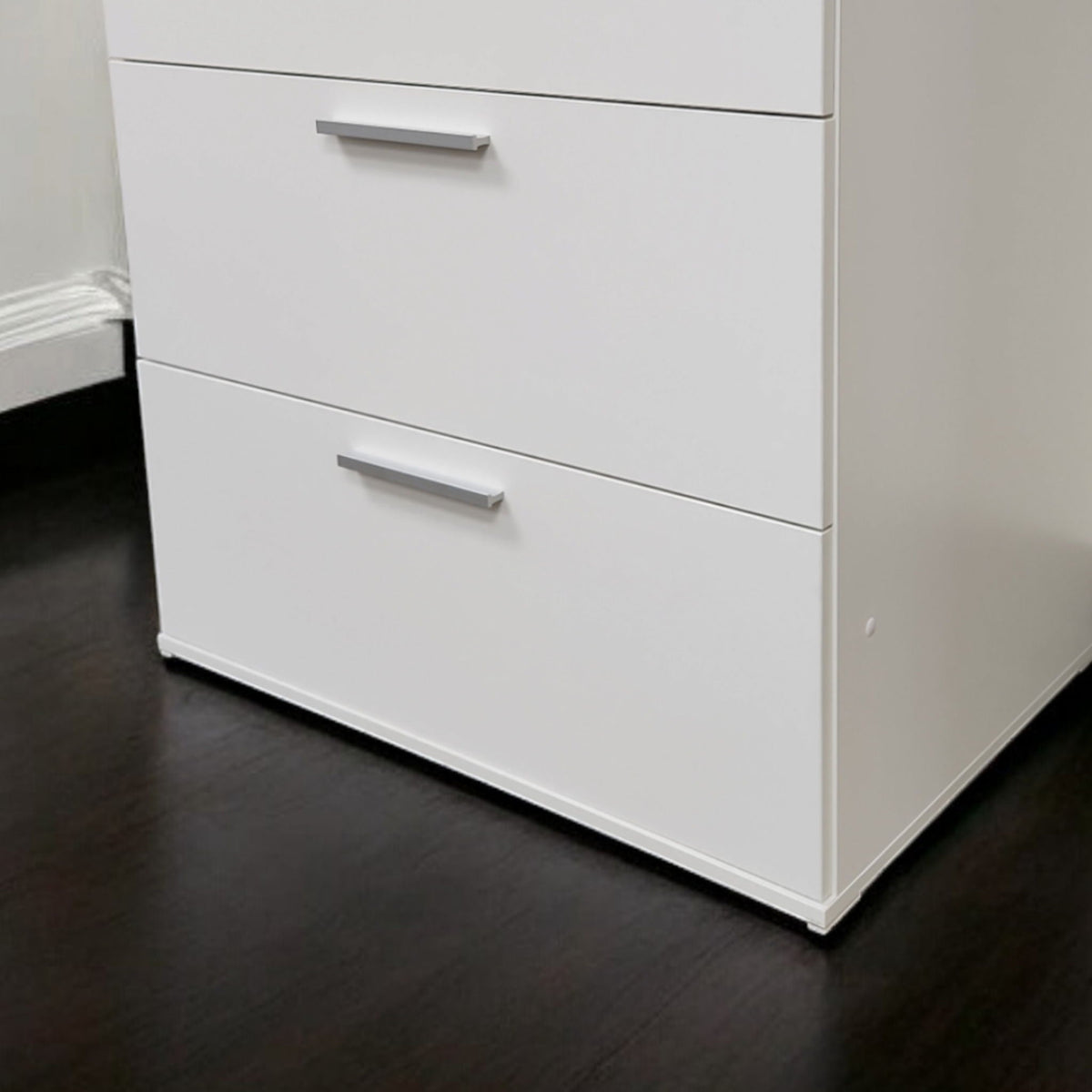 3 Drawer Modular Jumbo Chest white finish with silver handles by HouseOfZazla on Tampa Home & Garden Store