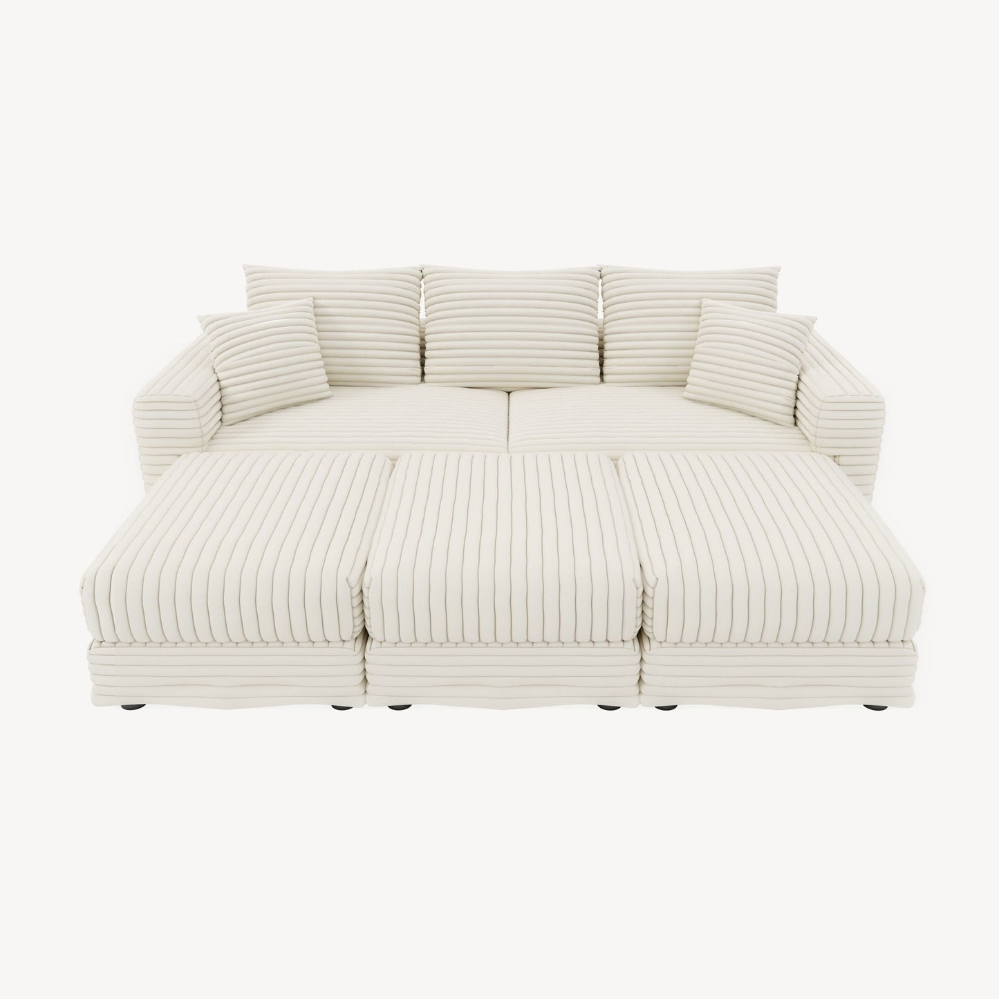 Deep Seat Sofa Bed With Ottoman and Soft Pillows