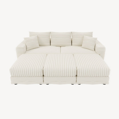 Deep Seat Sofa Bed With Ottoman and Soft Pillows