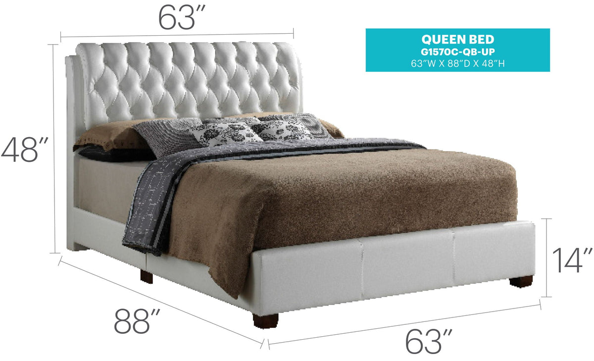 Tufted upholstered bed gray fabric, queen size by HouseOfZazla on Tampa Home & Garden Store