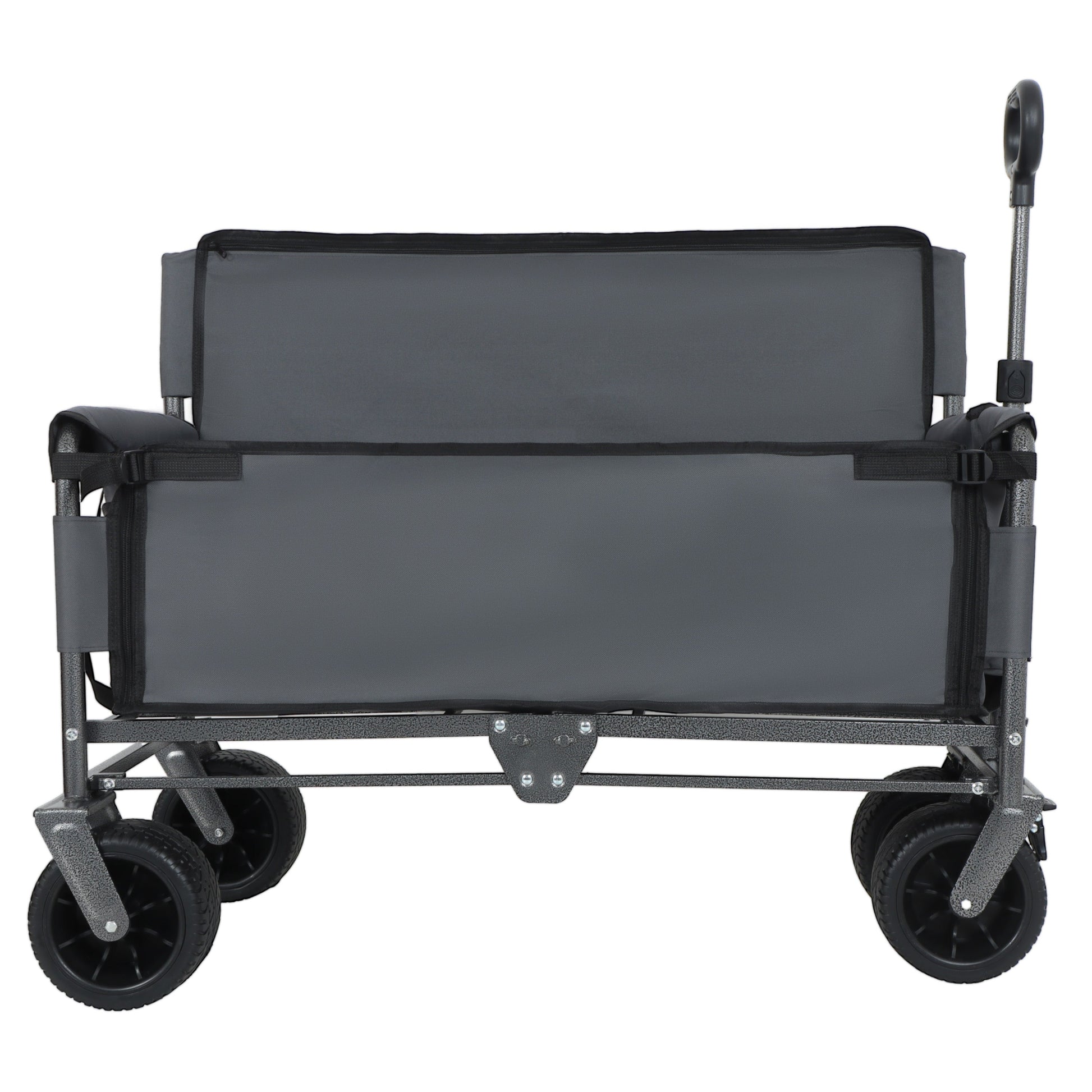 3-in-1 Convertible Folding Wagon Cart with Bench Seat & gray fabric cover steel frame on Tampa Home & Garden Store
