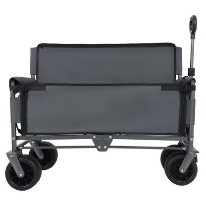 3-in-1 Convertible Folding Wagon Cart with Bench Seat & gray fabric cover steel frame on Tampa Home & Garden Store