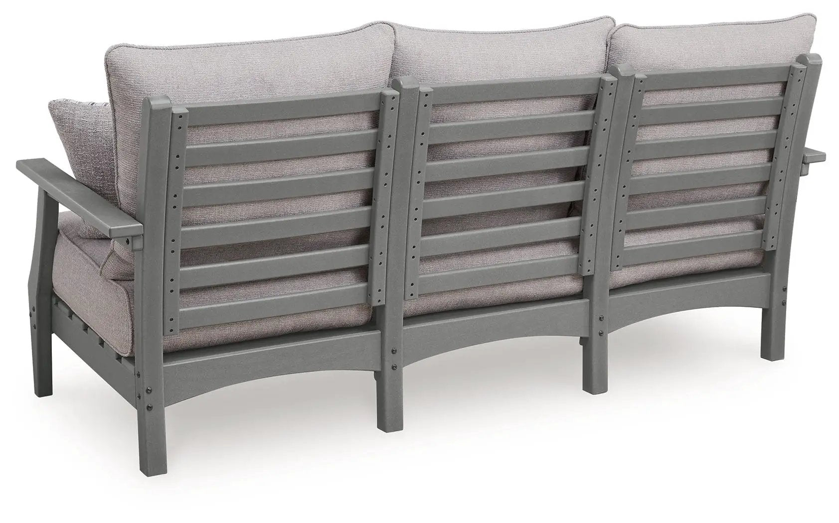 Cove Beach sofa with cushion in gray fabric, slatted frame on Tampa Home & Garden Store