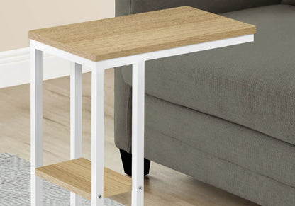 C Shaped Accent Table Marble Look and Modern