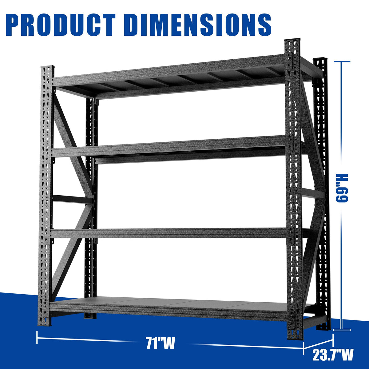 Heavy Duty 4-Shelf Garage Shelving Unit with Adjustable Steel Frame Black by HouseOfZazla on Tampa Home & Garden Store